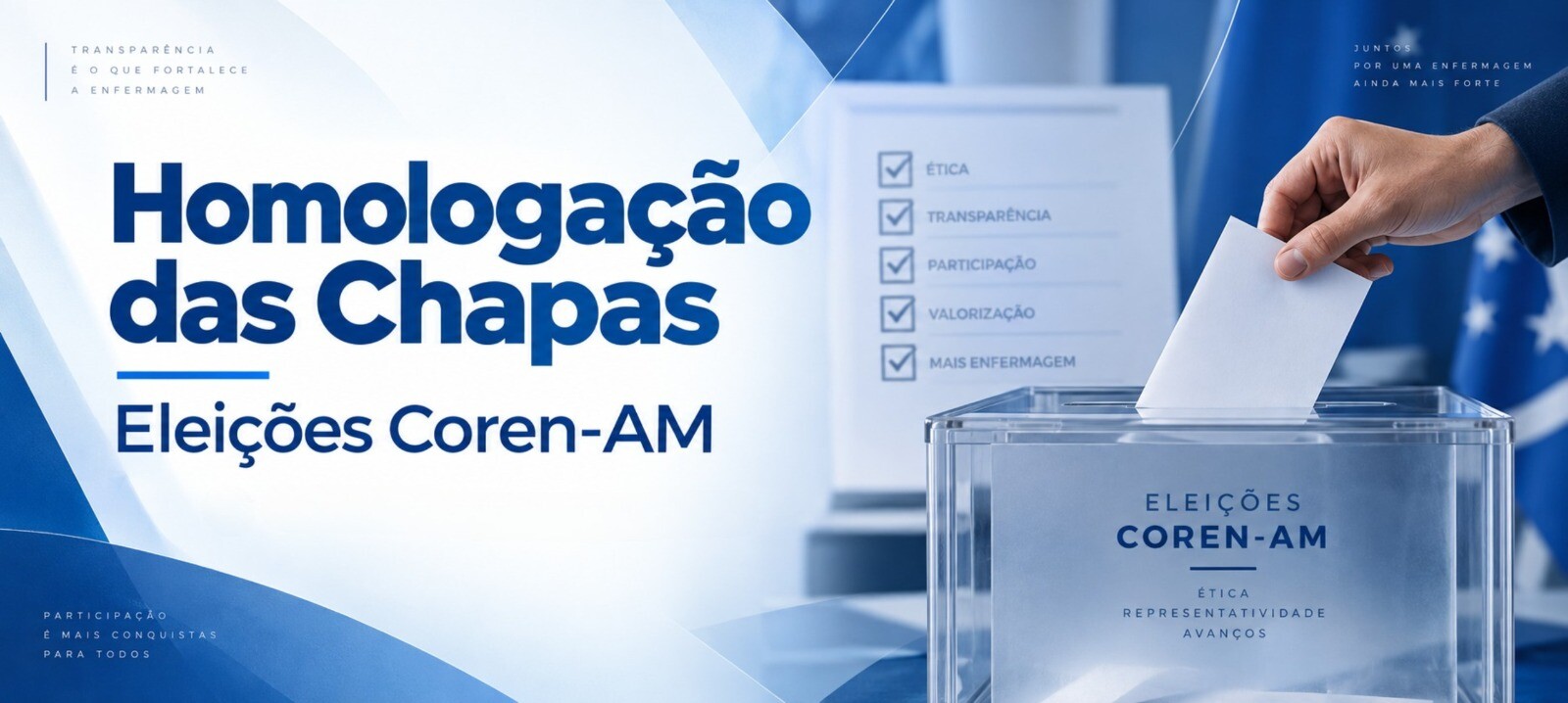 Eleições 2026: Comissão Eleitoral do Coren-AM divulga Edital Eleitoral nº 2/2026 referente ao registro de chapas para a Gestão 2027-2029